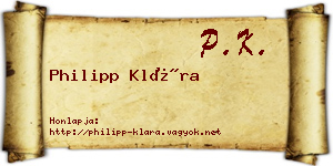 Philipp Klára névjegykártya